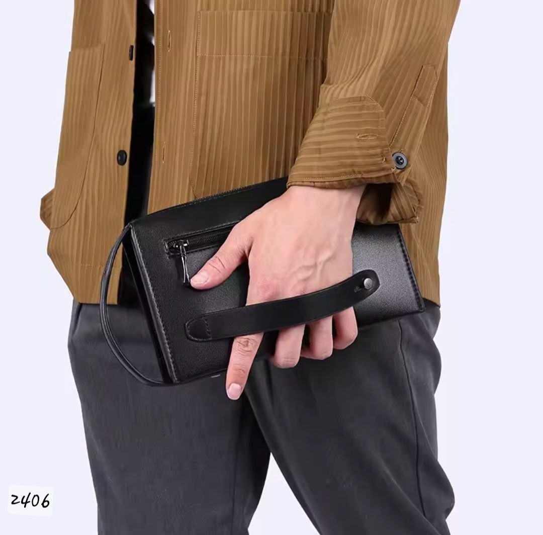 Gorchis Men's Leather Clutch Bag – Multi-Compartment Wristlet | Code 2406