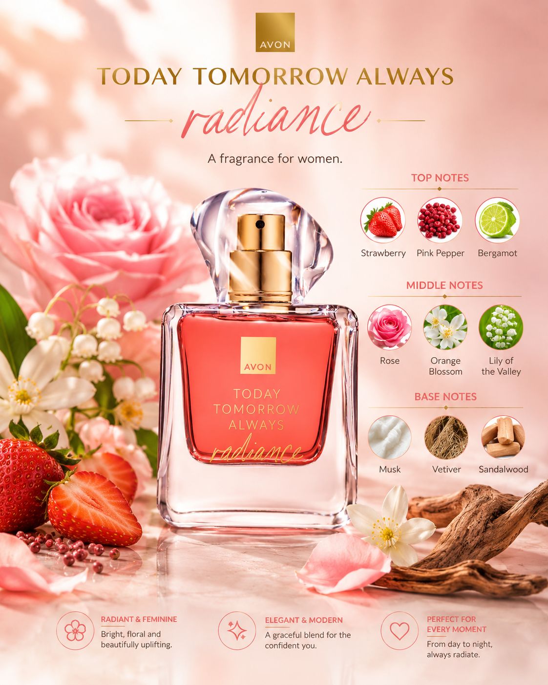Avon Today Tomorrow Always Radiance Eau de Parfum 50ml – Floral Fragrance for Women - Timavie