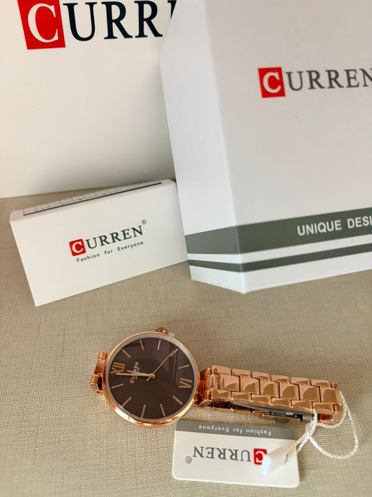 Curren Women's Watch – Purple Dial Silver Stainless Steel Bracelet - Timavie