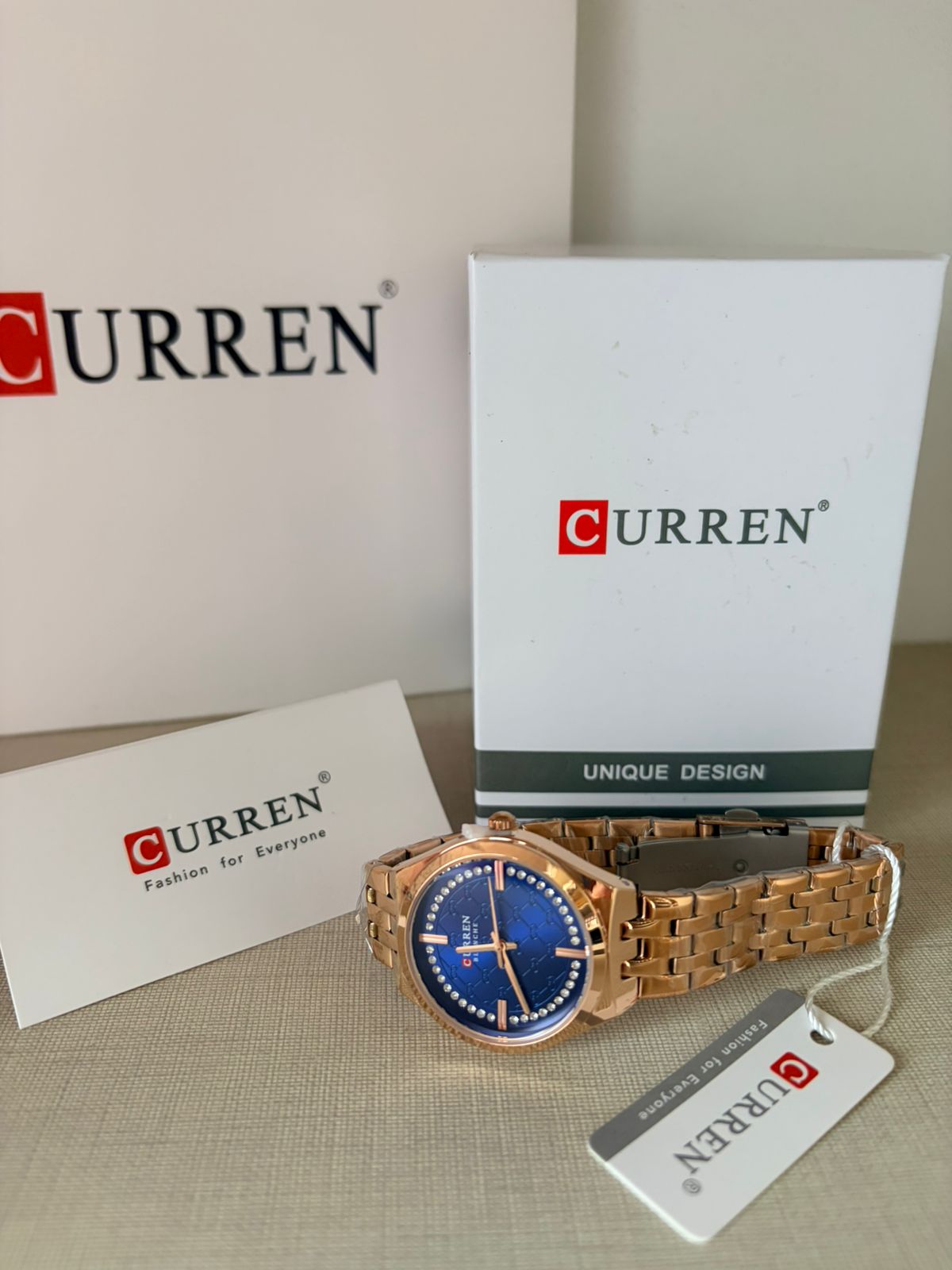 Curren Women's Watch – Gold Dial Full Gold Bracelet with Crystal Markers - Timavie