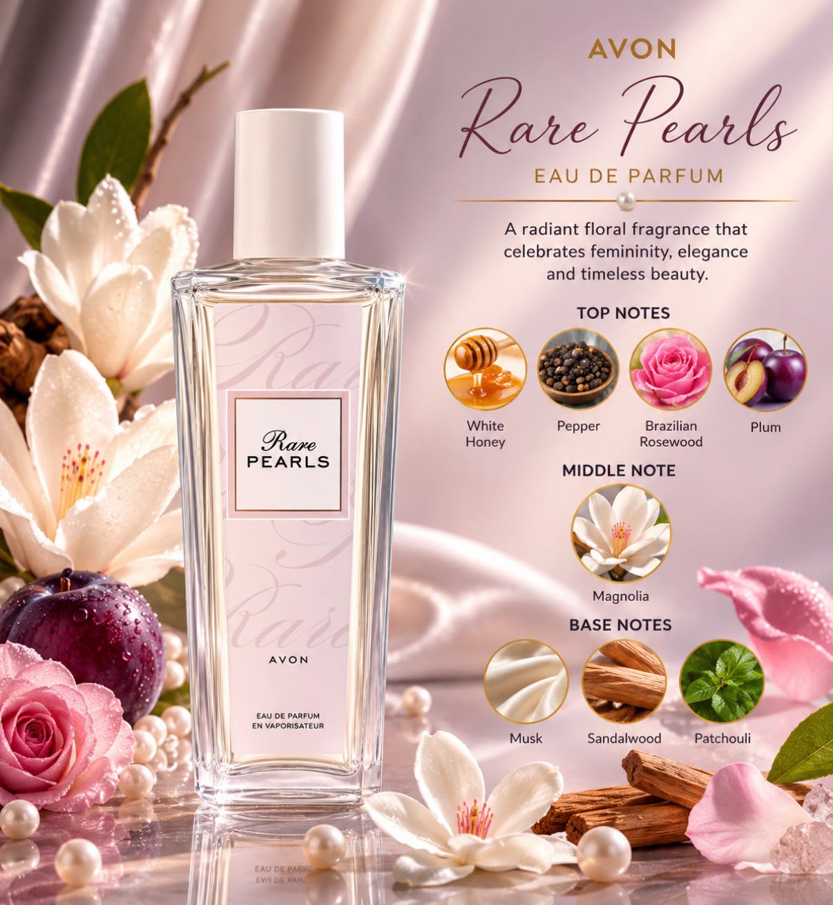 Avon Rare Pearls Perfumed Deodorant Spray 75ml – Soft Floral Freshness - Timavie