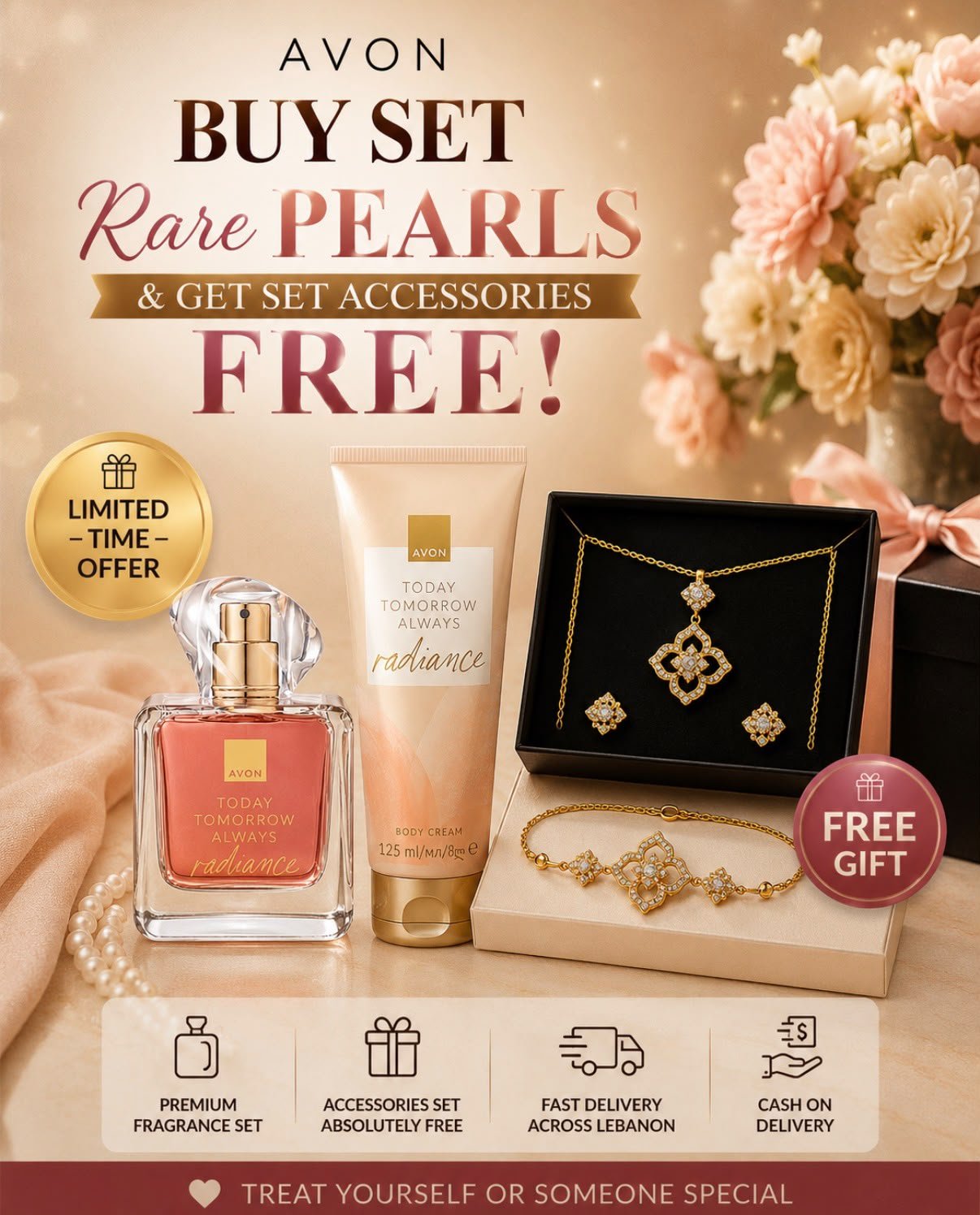 Avon Today Tomorrow Always Radiance – Limited Offer | EDP + Body Cream + Free Jewelry Set - Timavie