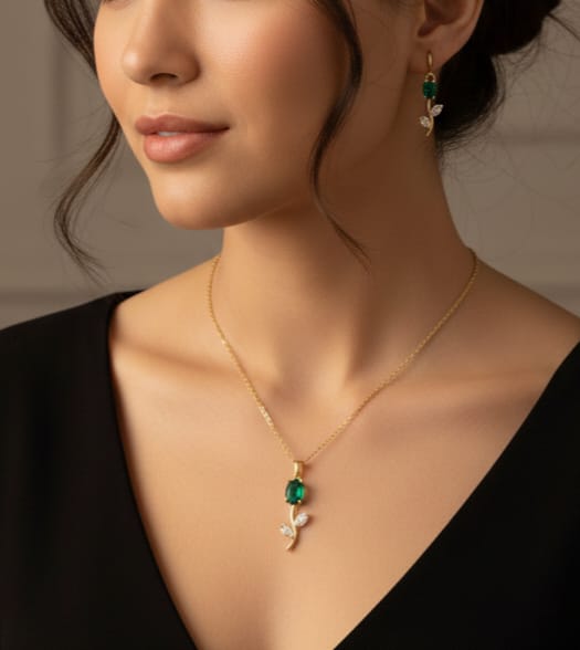 Rose Flower Necklace and Earrings Set - Timavie