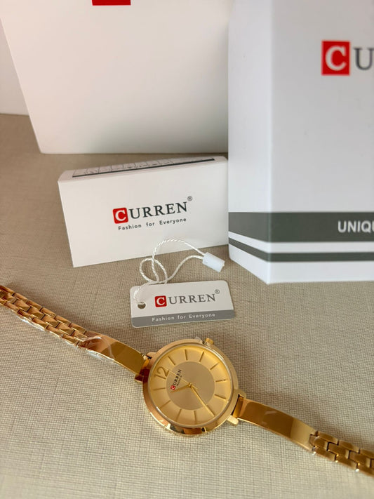 Curren Women's Watch – Brown Dial Rose Gold Bracelet - Timavie