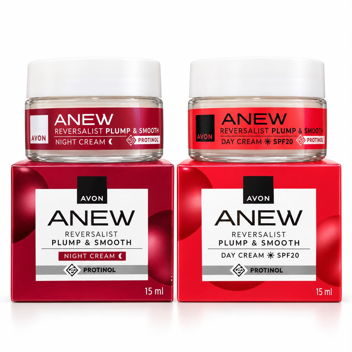 Avon Anew Reversalist Plump & Smooth 15 ml day cream SPF 20 and 15 ml night cream with boxes