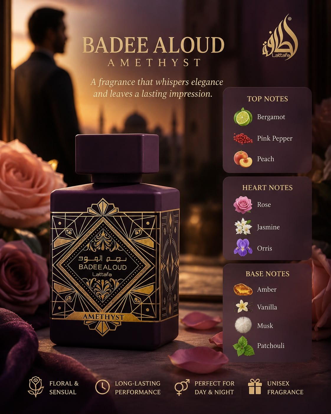 Lattafa Badee Al Oud Amethyst Eau de Parfum 100ml - Timavie