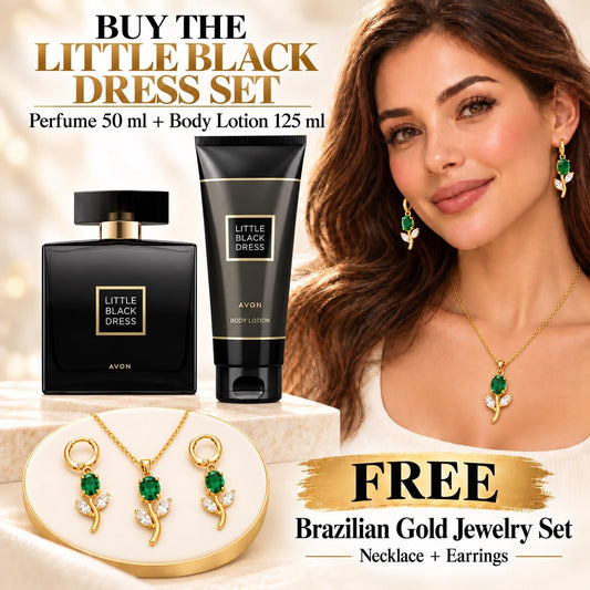 Little Black Dress Set (Perfume 50ml + Body Lotion 125ml) + FREE Brazilian Gold Jewelry Set - Timavie