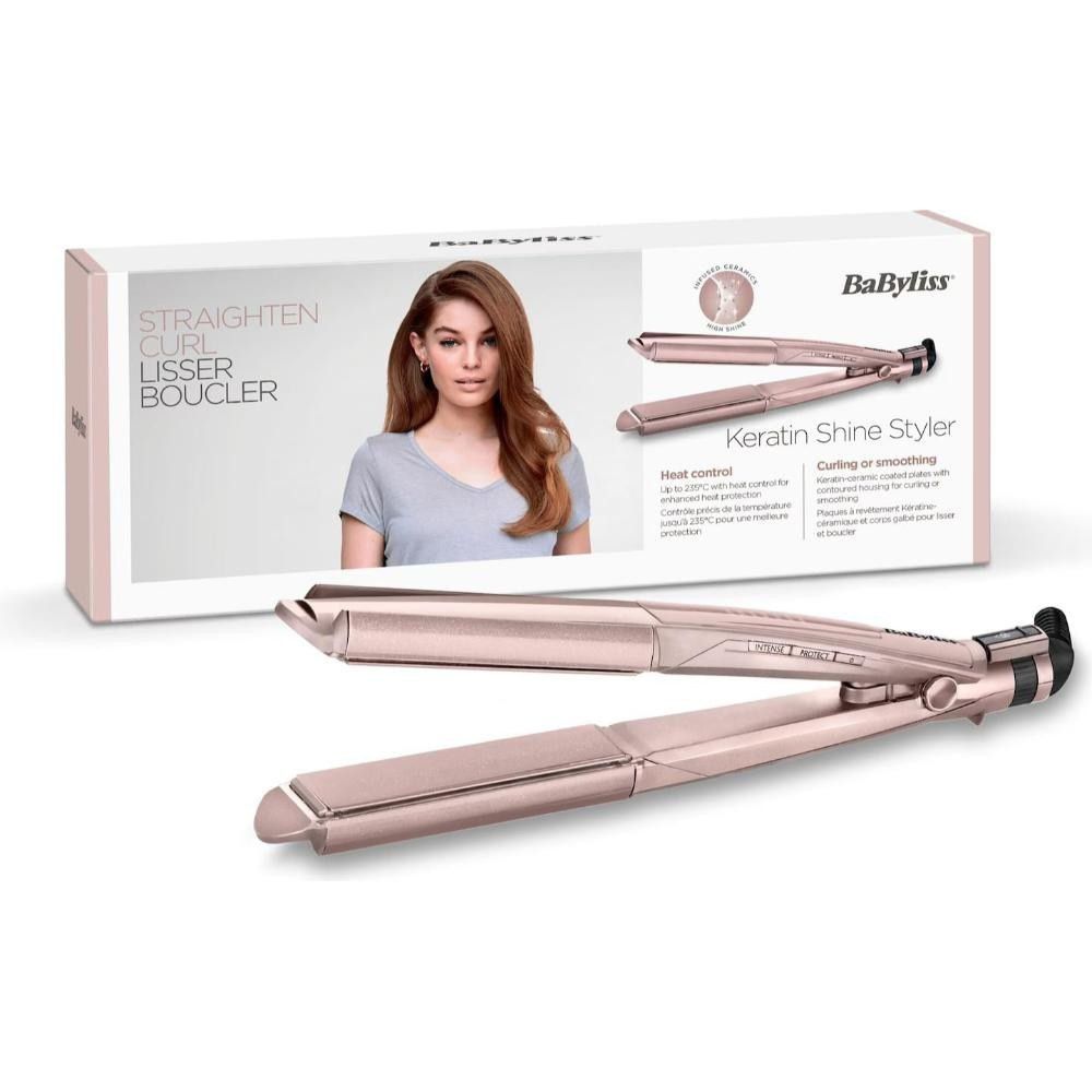 BaByliss ST335AE Keratin Shine Styler – 2 - in - 1 Straightener & Curler - Timavie
