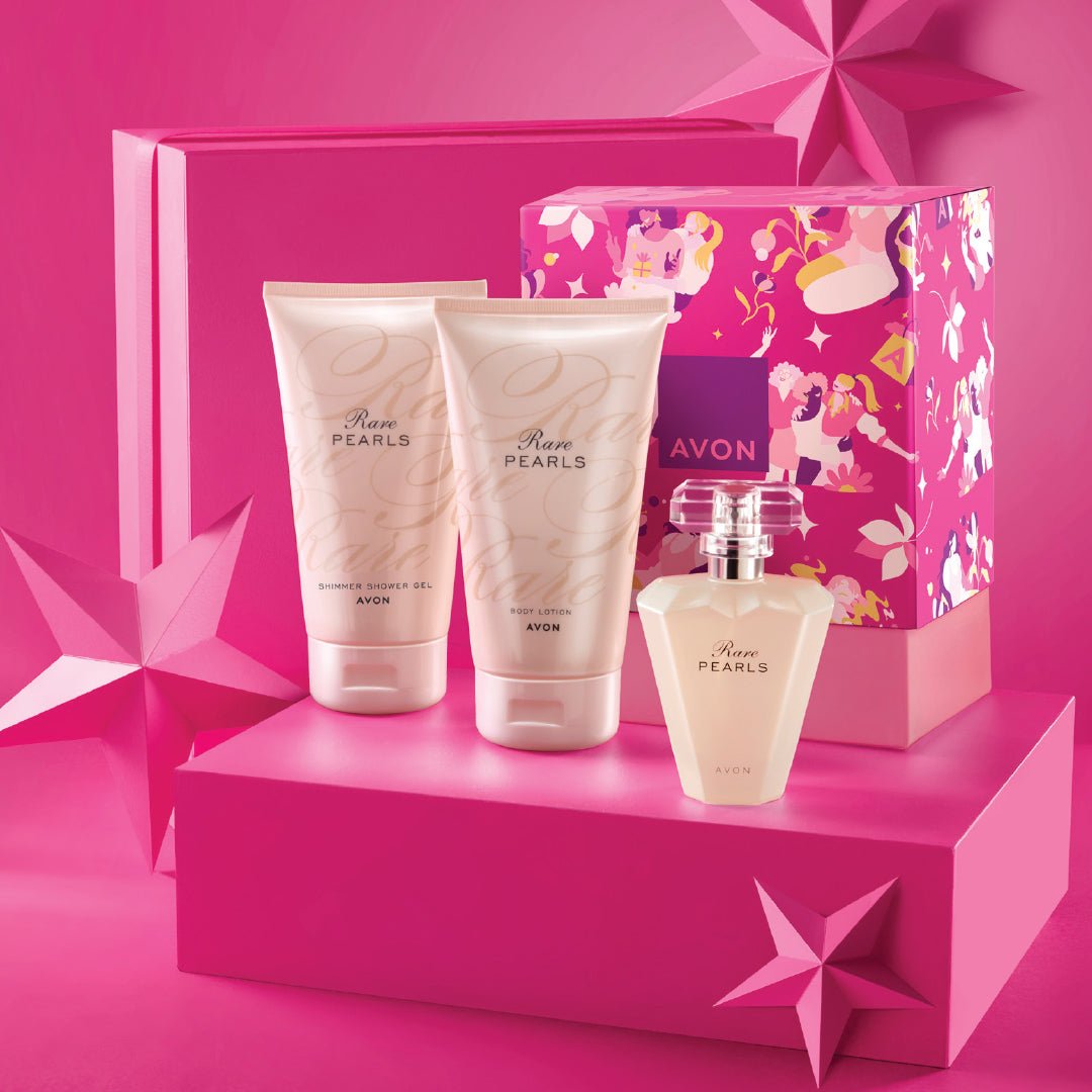 Avon rare pearls gift set perfume 50ml + lotion 150ml + shower gel 150ml - Avon by Tima