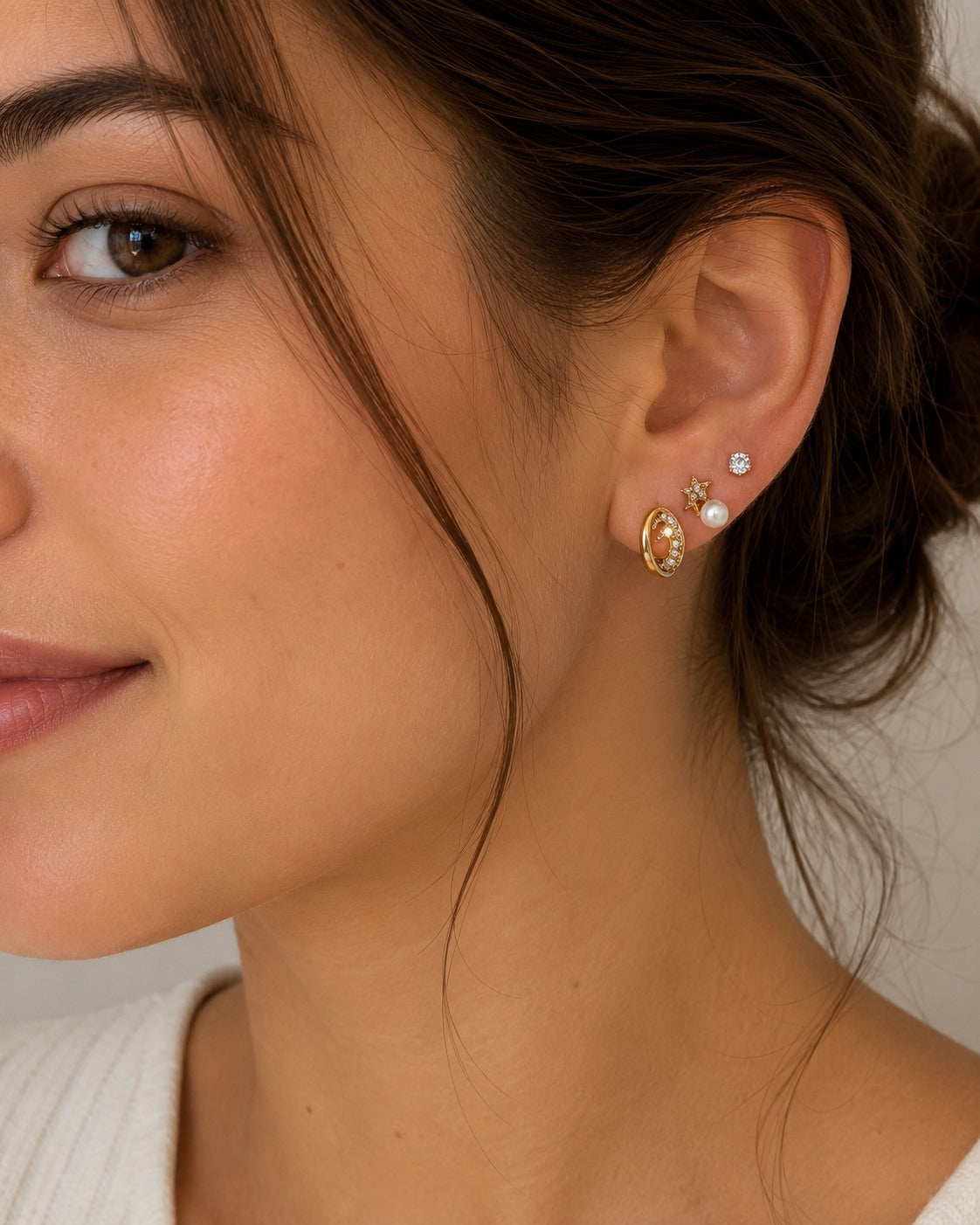 Gold Crystal Pavé Butterfly & Pearl Drop Earring – Dangle Stud