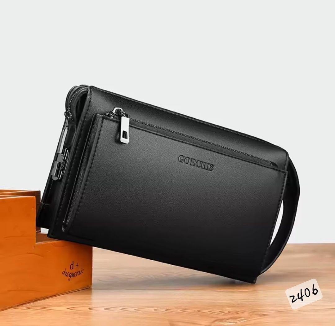 Gorchis Men's Leather Clutch Bag – Multi-Compartment Wristlet | Code 2406