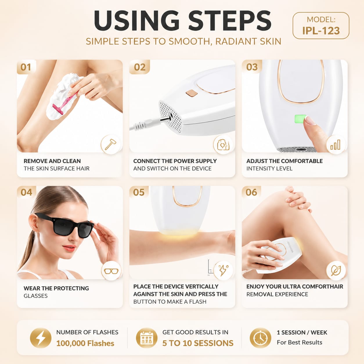 IPL Hair Removal Device IPL-123 – At-Home Laser Hair Removal