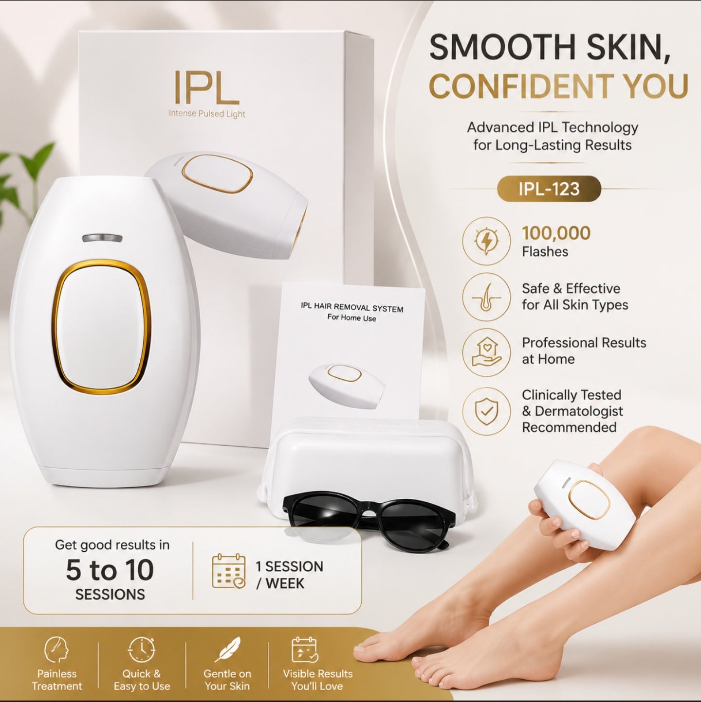 IPL Hair Removal Device IPL-123 – At-Home Laser Hair Removal