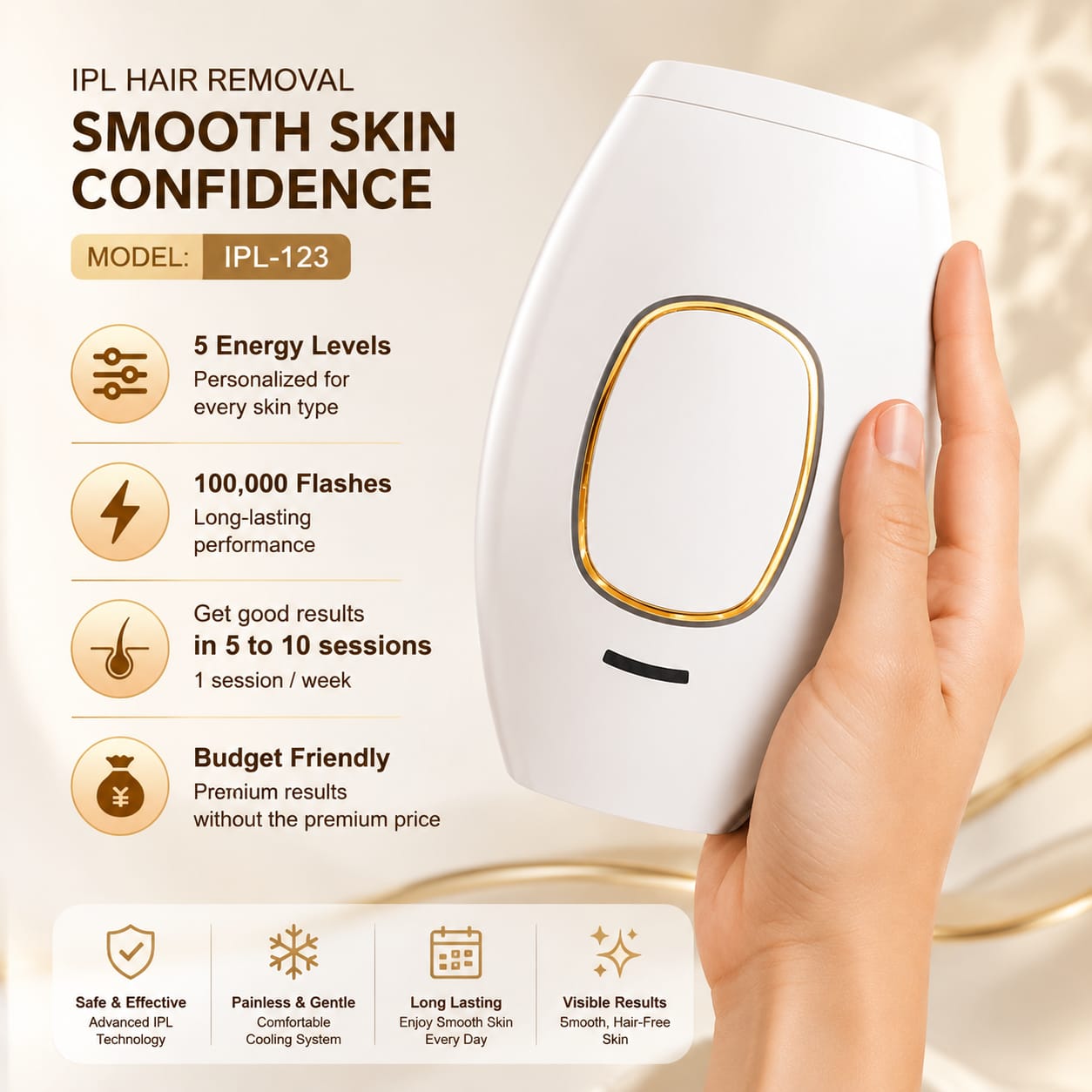 IPL Hair Removal Device IPL-123 – At-Home Laser Hair Removal