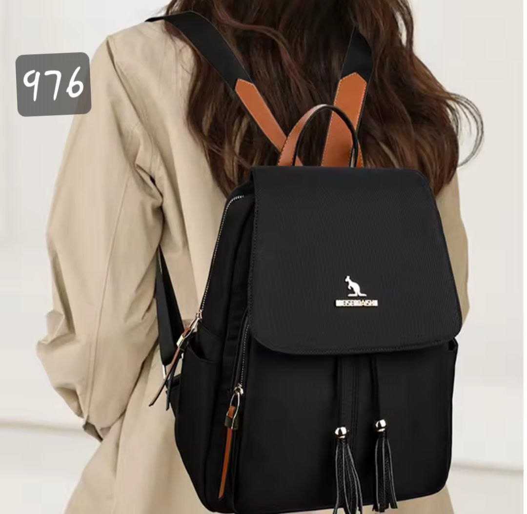 Women's Black Tassel Backpack – Stylish Anti-Theft Design