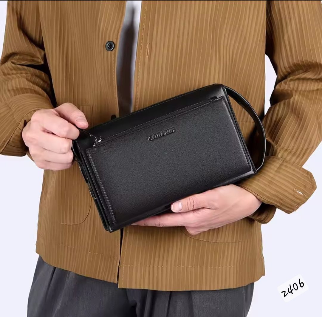 Gorchis Men's Leather Clutch Bag – Multi-Compartment Wristlet | Code 2406