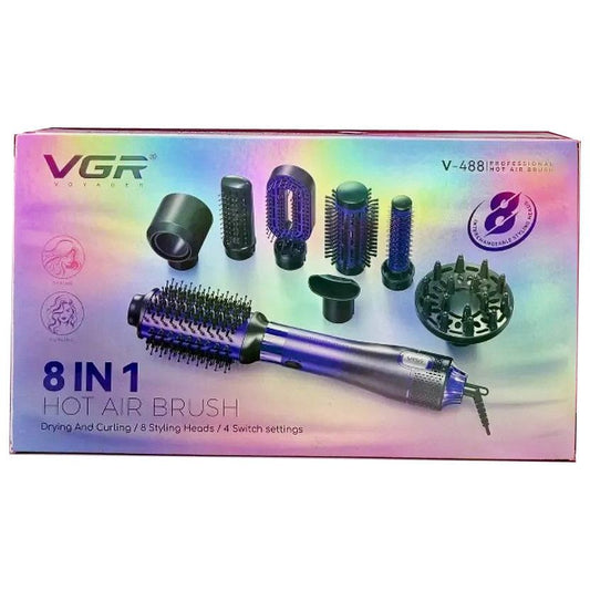 VGR V - 488 8 - in - 1 Professional Hot Air Brush – Dry, Style & Curl - Timavie